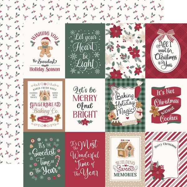 Echo Park Baking Christmas Cheer: 3x4 Journaling Cards 12x12 DS Paper (1 Sheet)