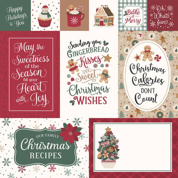 Echo Park Baking Christmas Cheer: Baking Journaling Cards 12x12 DS Paper (1 Sheet)