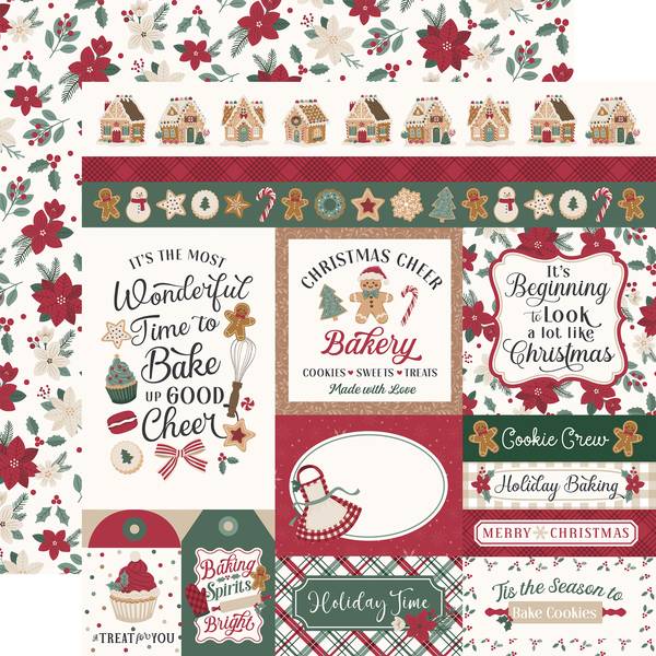 Echo Park Baking Christmas Cheer: Multi Journaling Cards 12x12 DS Paper (1 Sheet)