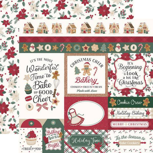 Echo Park Baking Christmas Cheer: Multi Journaling Cards 12x12 DS Paper (1 Sheet)