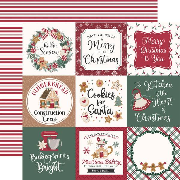 Echo Park Baking Christmas Cheer: 4x4 Journaling Cards 12x12 DS Paper (1 Sheet)