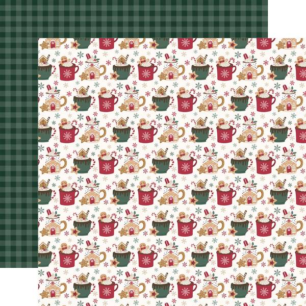 Echo Park Baking Christmas Cheer: Hot Chocolate Mugs 12x12 DS Paper (1 Sheet)