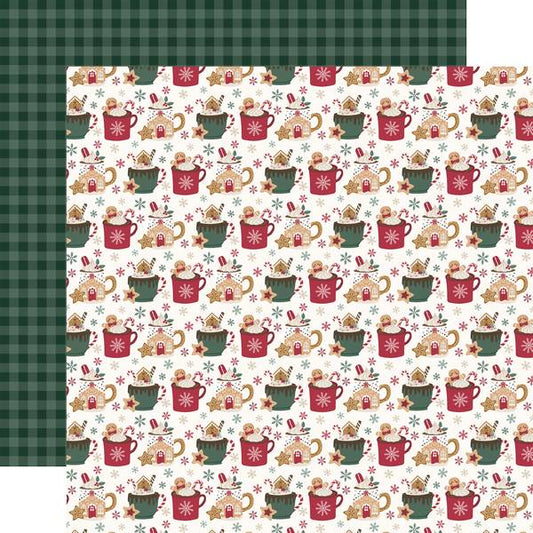 Echo Park Baking Christmas Cheer: Hot Chocolate Mugs 12x12 DS Paper (1 Sheet)