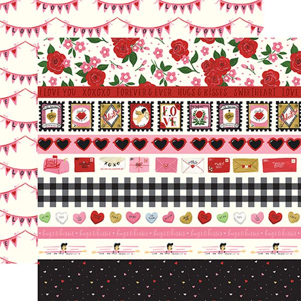 Echo Park Be My Valentine: Border Strips DS Paper (1 Sheet)