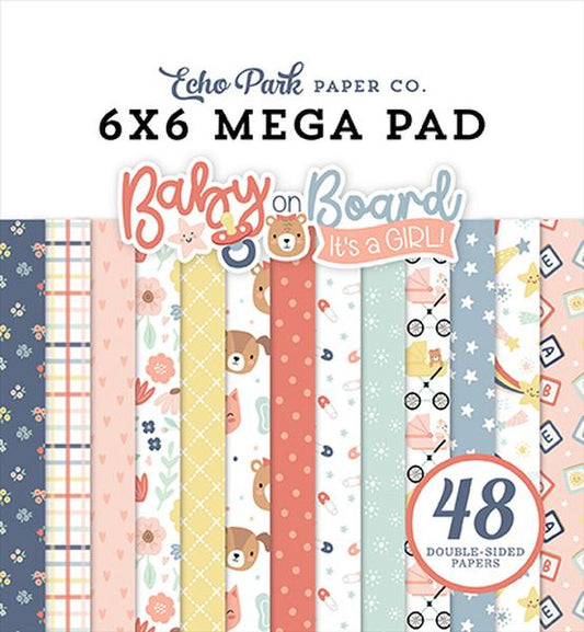Echo Park Baby On Board - Girl Cardmakers 6X6 Mega Pad
