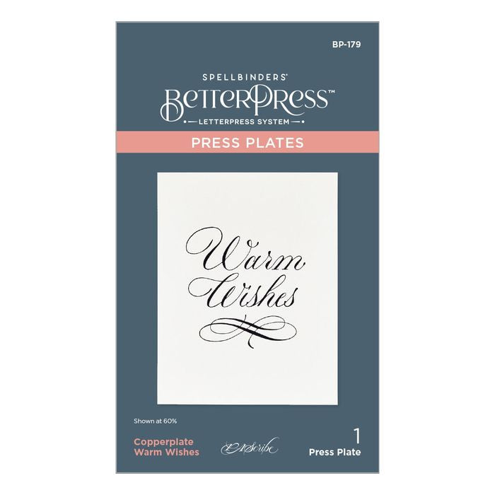 Spellbinders BetterPress Press Plate By Paul Antonio-Copperplate Warm Wishes