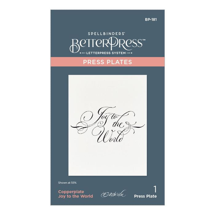 Spellbinders BetterPress Press Plate By Paul Antonio-Copperplate Joy To The World