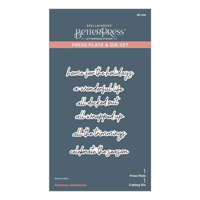 Spellbinders BetterPress Press Plate & Die Set-Christmas Sentiments