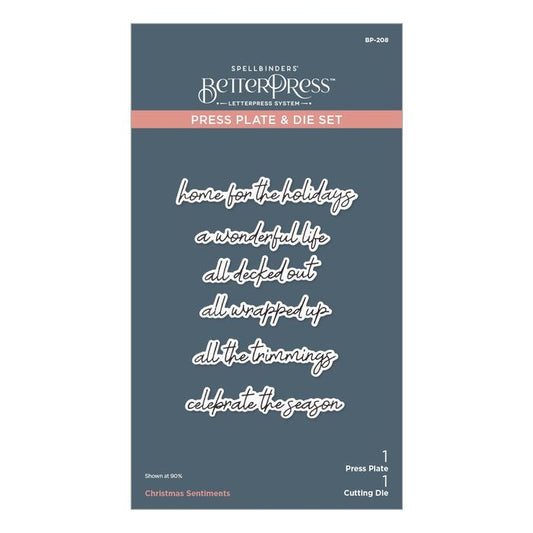 Spellbinders BetterPress Press Plate & Die Set-Christmas Sentiments