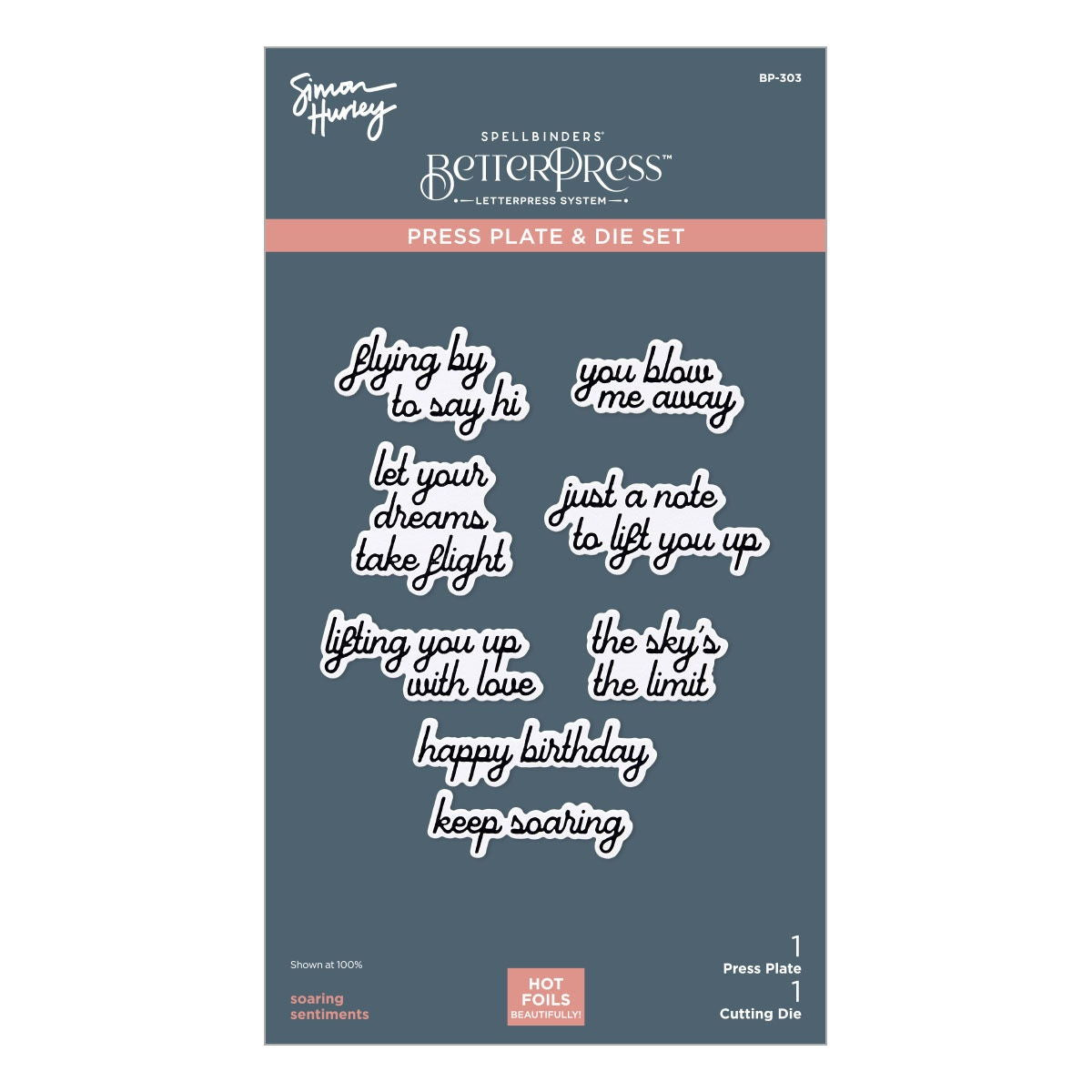 Spellbinders PressPlate & Die Set By Simon Hurley-Soaring Sentiments, Sky's The Limit