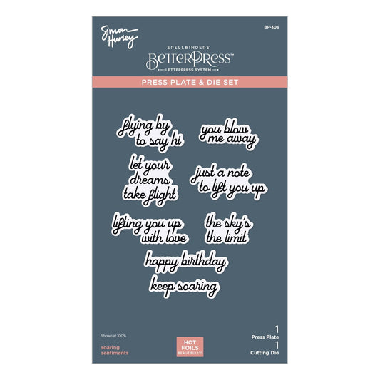 Spellbinders PressPlate & Die Set By Simon Hurley-Soaring Sentiments, Sky's The Limit