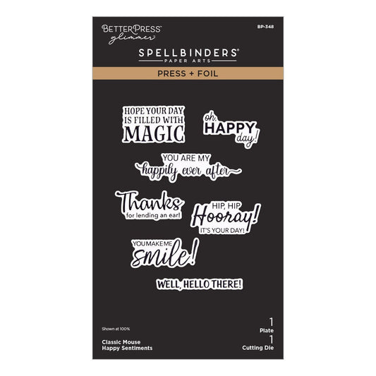 Spellbinders BetterPress Plate & Die Set-Happy Sentiments