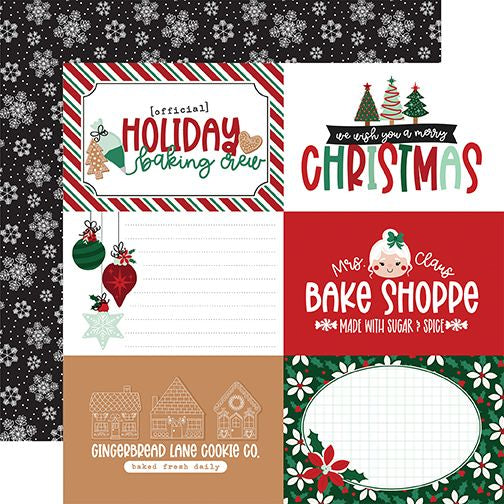 Echo Park Baking Spirits Bright: 6x4 Journaling Cards 12x12 DS Patterned Paper (1 Sheet)