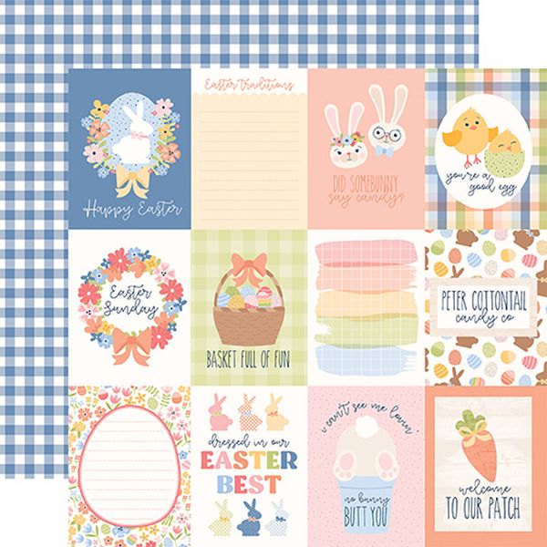 Echo Park Bunnies And Baskets: 3x4 Journaling Cards 12x12 DS Patterned Paper (1 Sheet)
