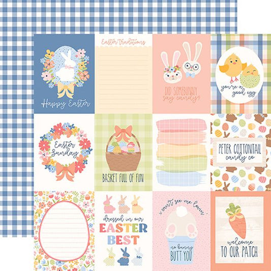 Echo Park Bunnies And Baskets: 3x4 Journaling Cards 12x12 DS Patterned Paper (1 Sheet)