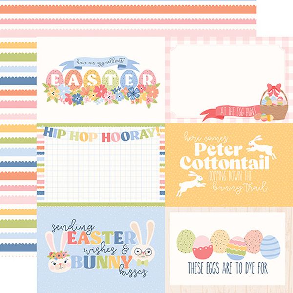 Echo Park Bunnies And Baskets: 6x4 Journaling Cards 12x12 DS Patterned Paper (1 Sheet)