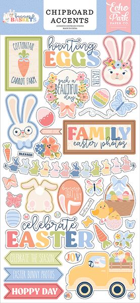 Echo Park Paper Bunnies And Baskets 6x13 Chipboard Accents