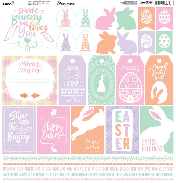 Reminisce Bunny Hop 12x12 Stickers