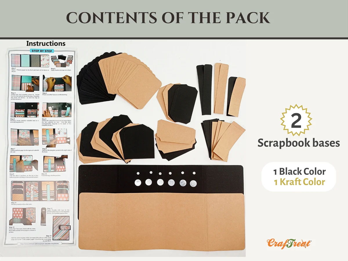 CrafTreat  Scrapbook Blanks: Double Folio, Black & Kraft Color