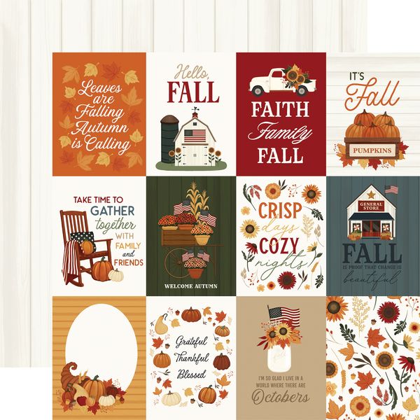 Carta Bella   Americana: 3x4 Journaling Cards 12x12 DS Patterned Paper