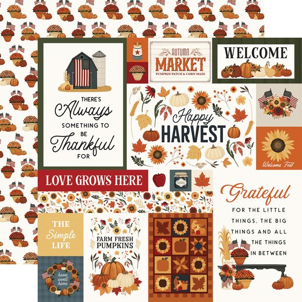 Carta Bella  Americana: Harvest Journaling Cards 12x12 DS Patterned Paper