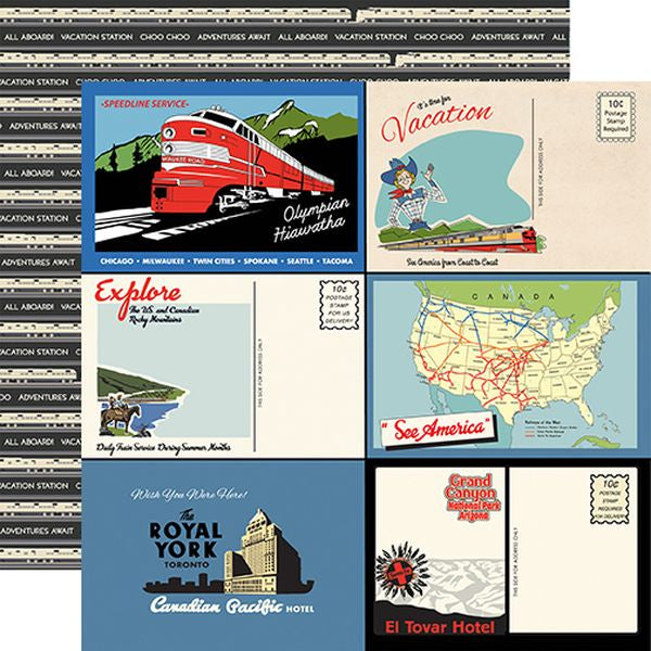 Carta Bella All Aboard: Postcards DS Paper (1 Sheet)