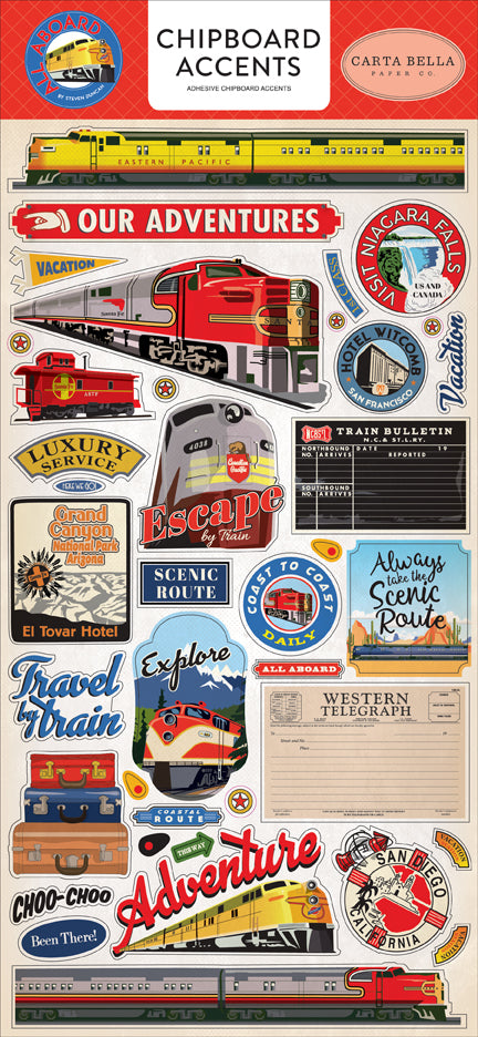DISC - All Aboard 6x13 Chipboard Accents