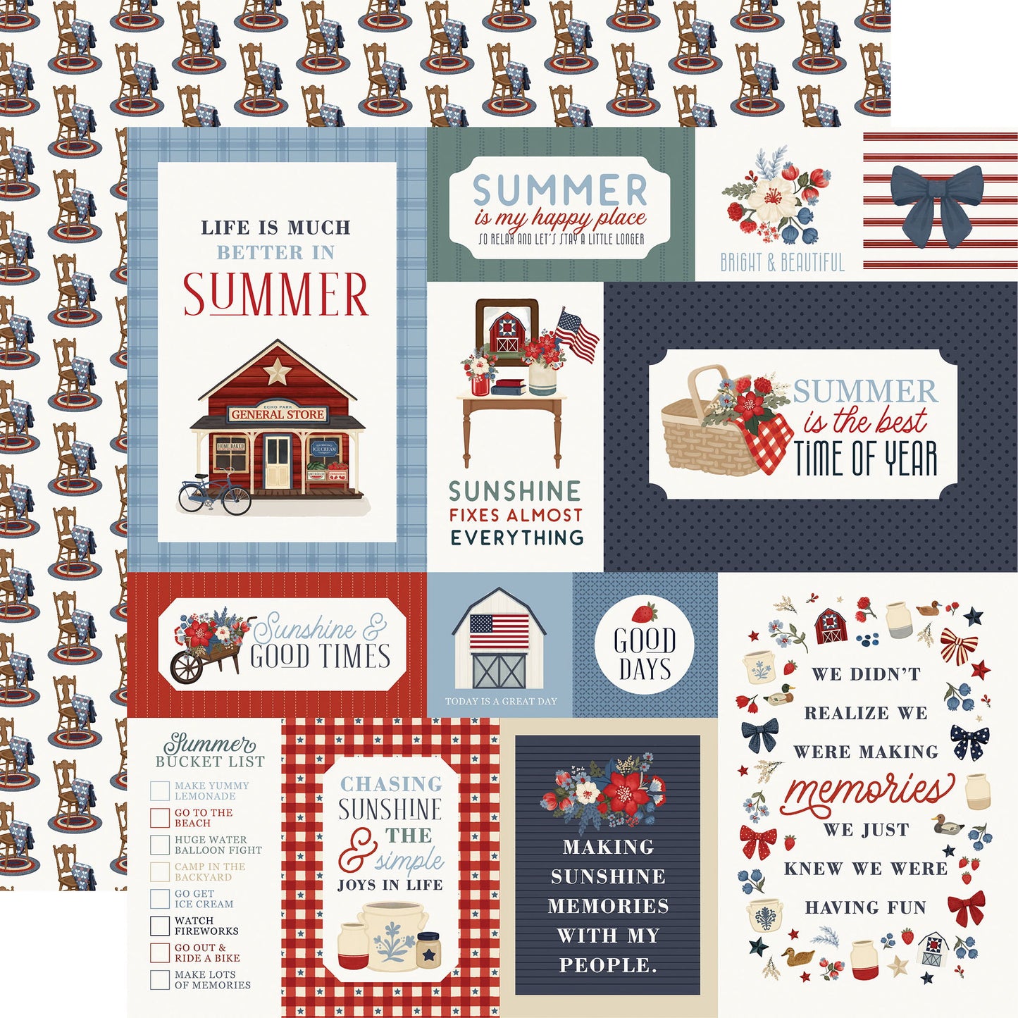 Carta Bella Americana Summer: Multi Journaling Cards 12x12 Patterned Paper
