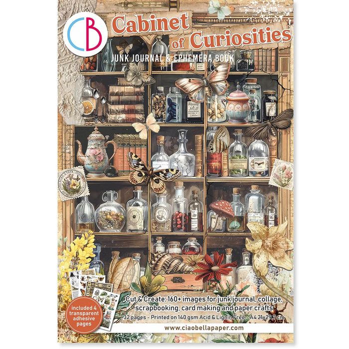 Ciao Bella Cabinet of Curiosities Junk Journal & Ephemera Book A4 32/Pkg