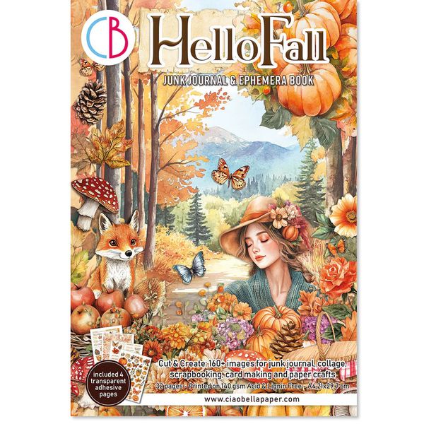 Ciao Bella Hello Fall Junk Journal Ephemera Book A4, 32 sheets/pkg