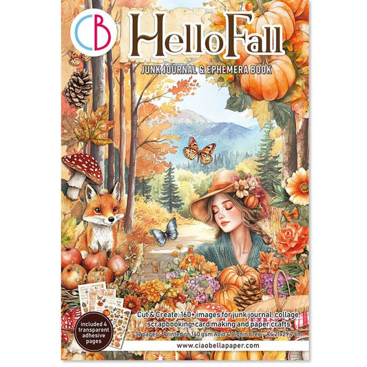 Ciao Bella Hello Fall Junk Journal Ephemera Book A4, 32 sheets/pkg