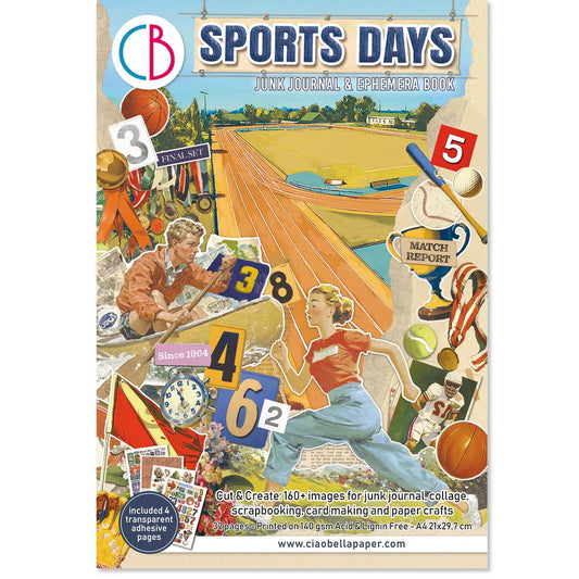 Ciao Bella Sports Days Junk Journal & Ephemera Book A4 32/Pkg