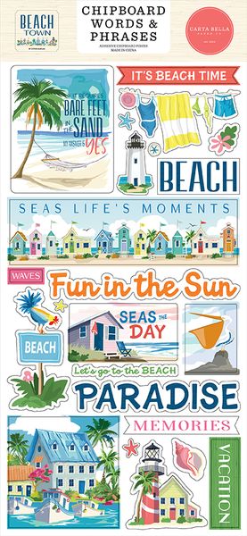 Carta Bella  Beach Town 6x13 Chipboard Words & Phrases