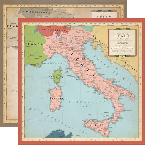 Carta Bella Cartography No. 1: Italy Map DS Paper (1 Sheet)