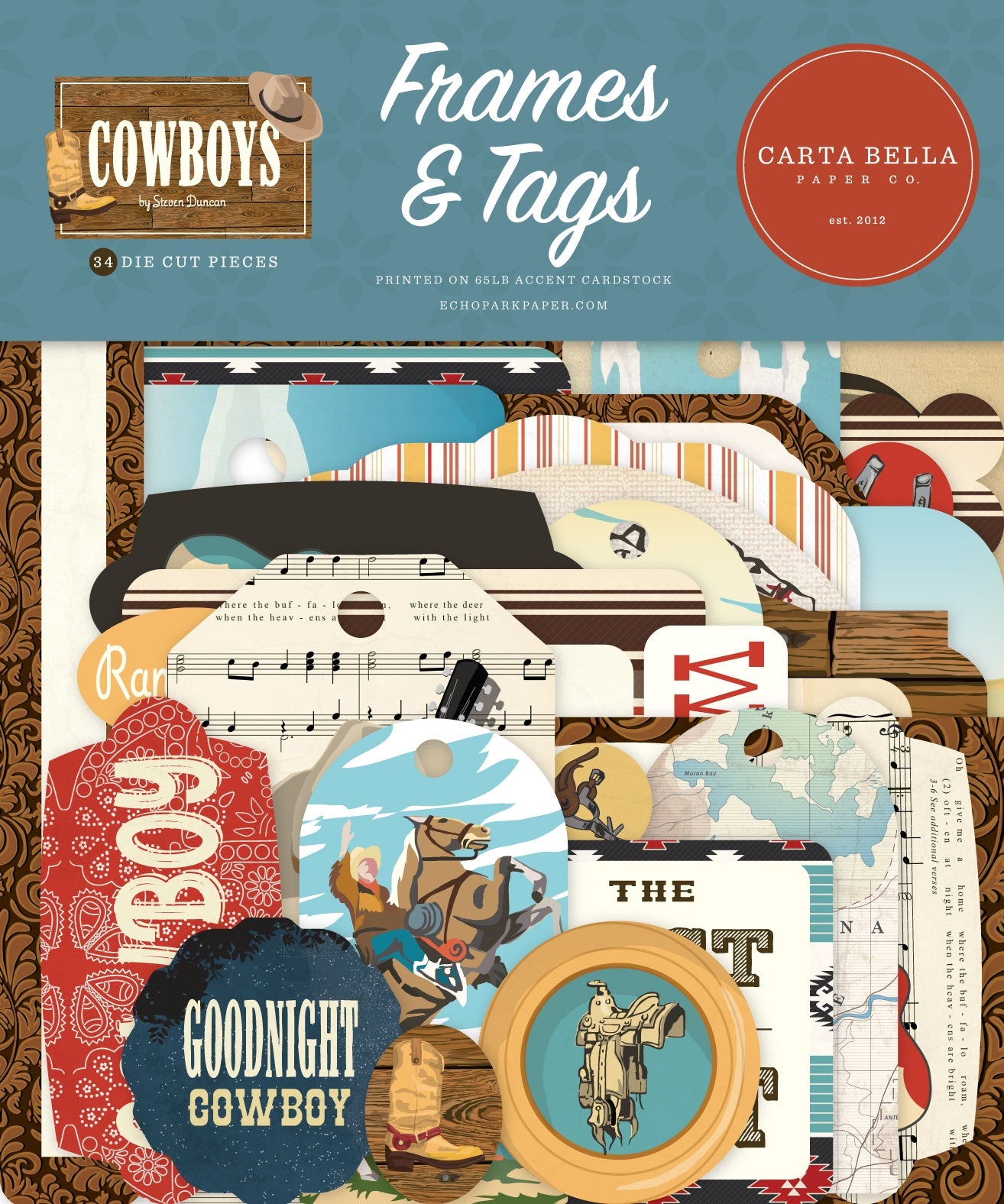 Carta Bella Cardstock Ephemera 33/Pkg-Frames & Tags, Cowboys