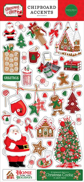 Carta Bella Christmas Cheer Chipboard Accents