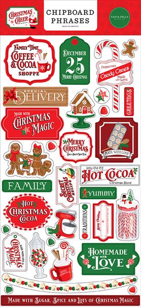 Carta Bella Christmas Cheer Chipboard Phrases