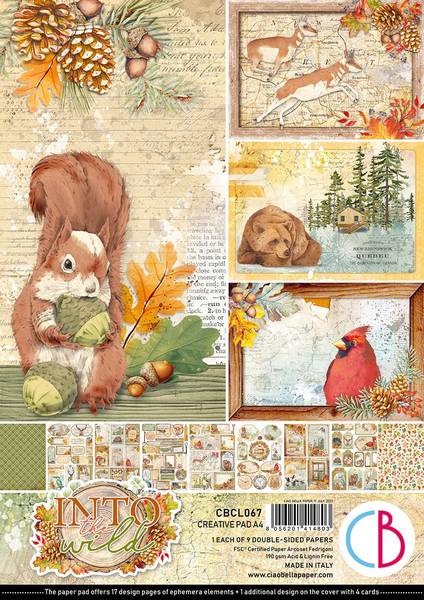 Ciao Bella Into The Wild A4 Creative Pad, 9 sheets/pkg
