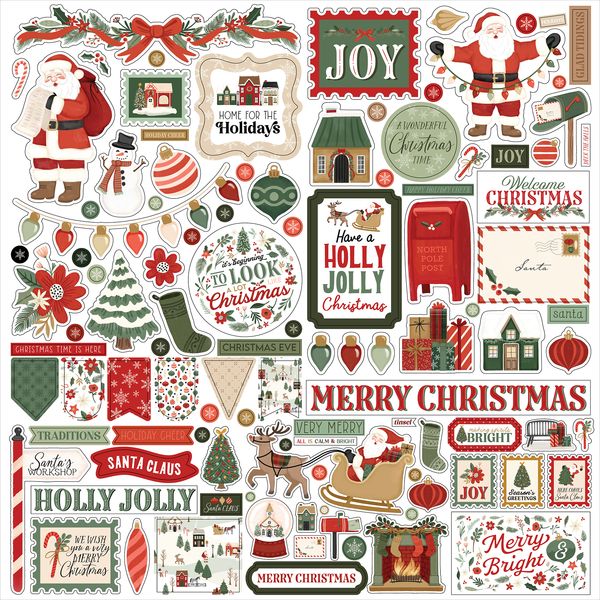 Carta Bella  Christmas Village Element Sticker:12x12 Cardstock Stickers