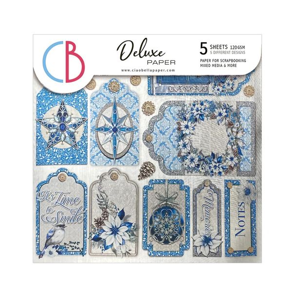 Ciao Bella Deluxe Elegance of Blue Paper Silver 6"x6", 5/Pkg