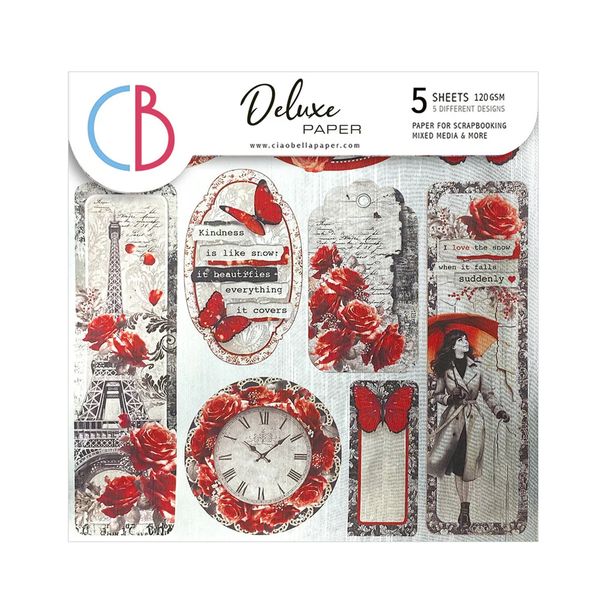 Ciao Bella Deluxe Paris Je t’aime Paper Silver 6"x6", 5/Pkg