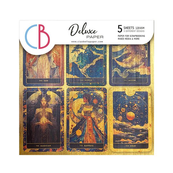 Ciao Bella Deluxe Celestial Paper Gold 6"x6", 5/Pkg