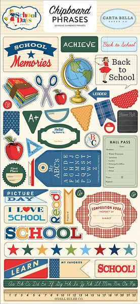 Carta Bella School Days Chipboard Phrases