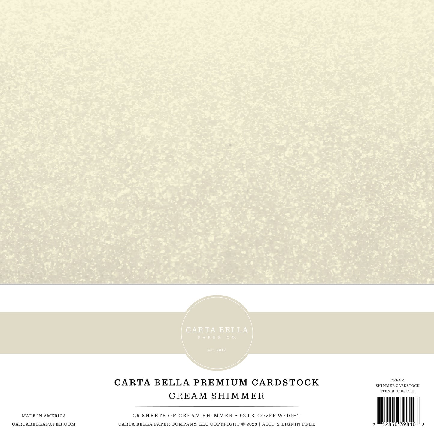 Echo Park 12 x 12 Cream Shimmer Cardstock 92 lb.