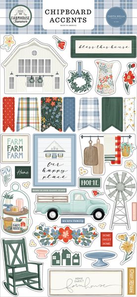 Carta Bella Echo Park Farmhouse Summer 6x13Â ChipboardÂ Accents - CHECK