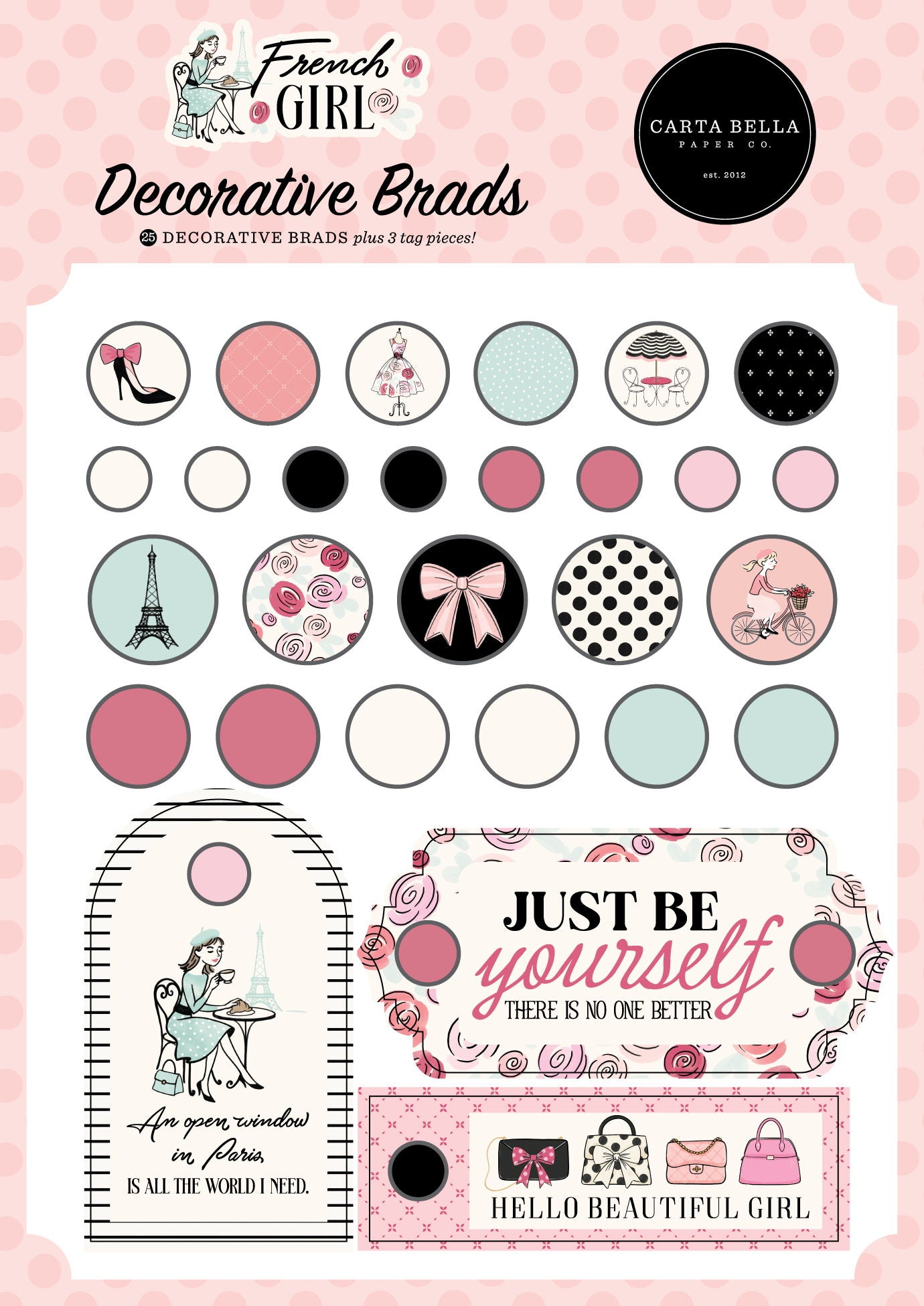 Carta Bella French Girl Decorative Brads
