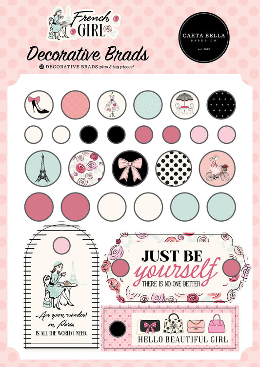 Carta Bella French Girl Decorative Brads