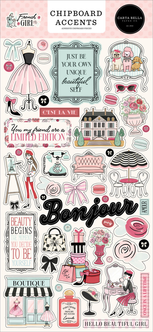 Carta Bella French Girl 6x13 Chipboard Accents