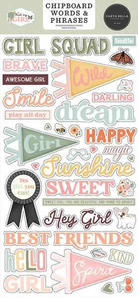 Carta Bella That's My Girl 6x13 Chipboard Words & Phrases