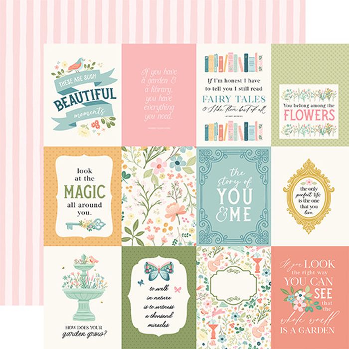 Secret Garden 3x4 Journaling Cards  12x12 DS Patterned Paper (1 Sheet)